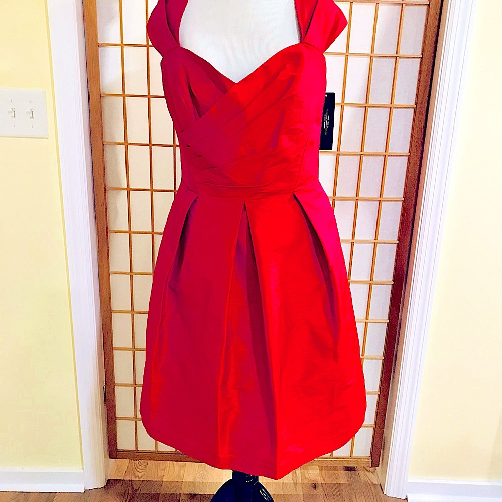 ALFRED SUNG Red Fit-and-Flare Cocktail Dress
